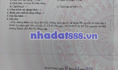 Bán Nhà Hẻm 6A128/2 gần mặt tiền đường An Hạ,Xã Phạm Văn Hai ,Bình Chánh,HCM